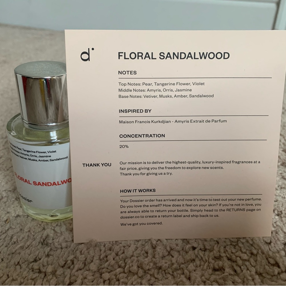 Dossier Floral Sandalwood Inspired by MFK's Amyris Femme